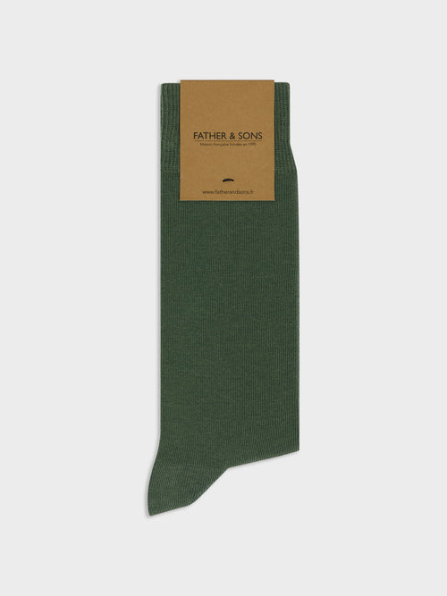 Chaussettes en coton bio mélangé kaki - Father & Sons   -  