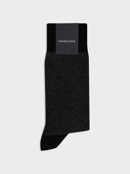 Chaussettes en coton bio noir à motif - 1 - Father & Sons   - 19 