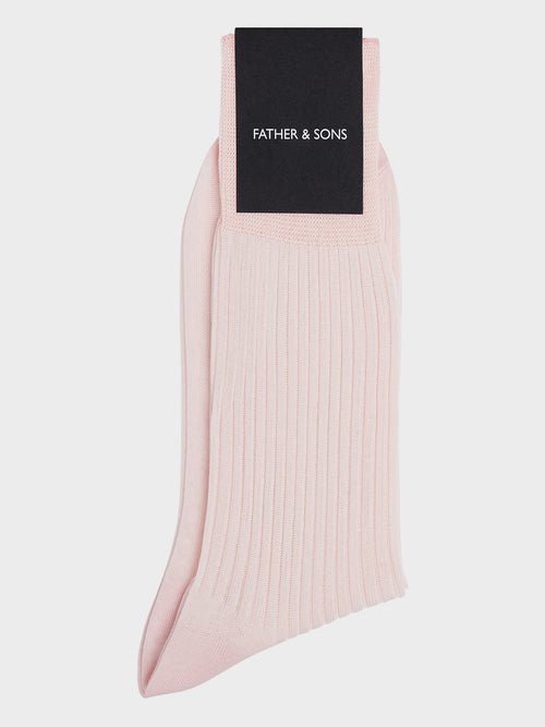 Chaussettes en coton fil d'Ecosse rose - 1 - Father & Sons   - 7 