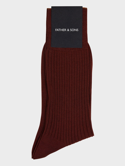 Chaussettes en coton fil d'Ecosse terracotta - 1 - Father & Sons   - 9 