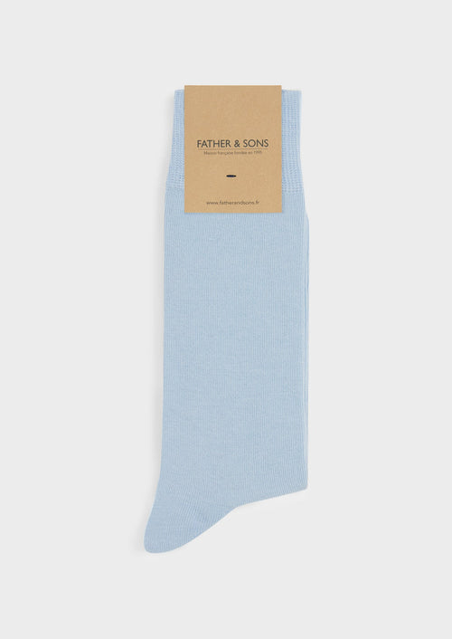 Chaussettes en coton bio mélangé uni bleu ciel - 1 - Father & Sons   - 3 