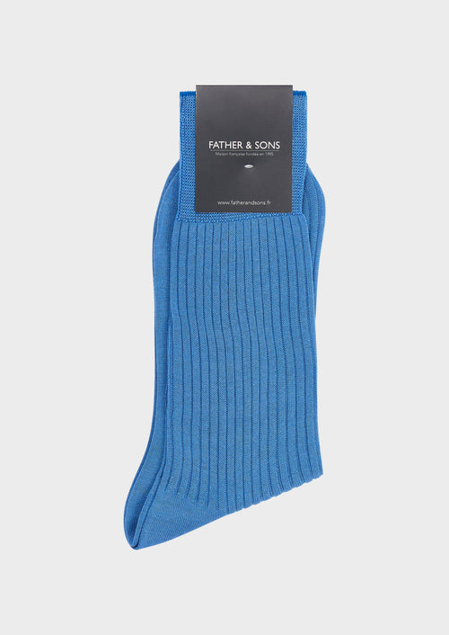 Chaussettes en coton fil d'Ecosse bleu clair - Father & Sons   - 1 