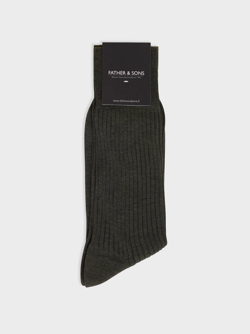 Chaussettes en coton fil d'Ecosse kaki - Father & Sons   - 1 
