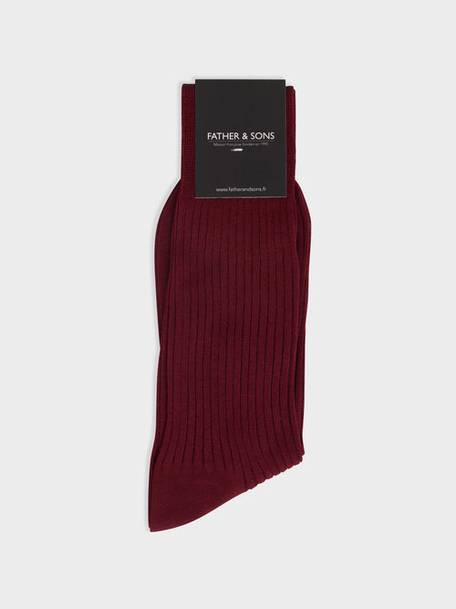 Chaussettes en coton fil d'Ecosse rouge - Father & Sons   - 1 