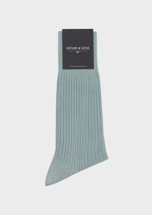 Chaussettes en coton fil d'Ecosse uni vert d'eau - Father & Sons   - 1 