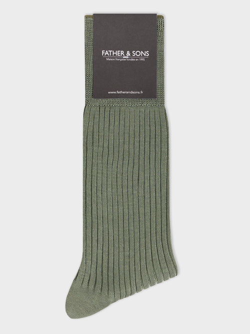 Chaussettes en coton fil d'Ecosse vert bouteille Father Sons