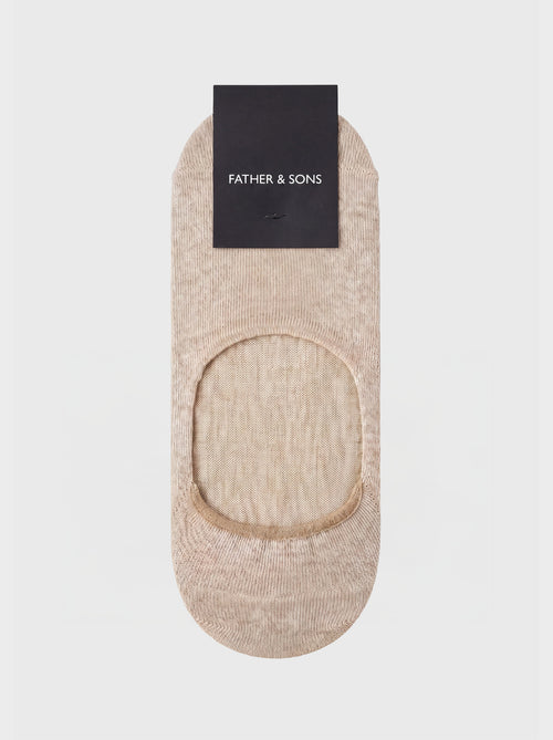 Chaussettes invisibles en coton mélangé uni beige - 1 - Father & Sons   - 3 