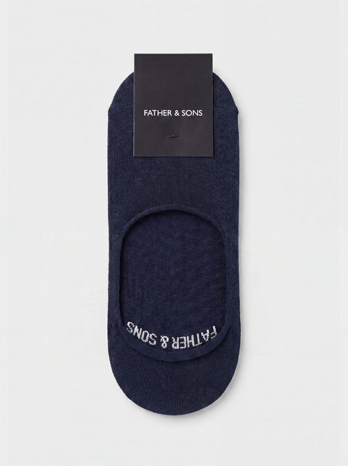 Chaussettes invisibles en coton mélangé uni bleu marine - 1 - Father & Sons   - 1 