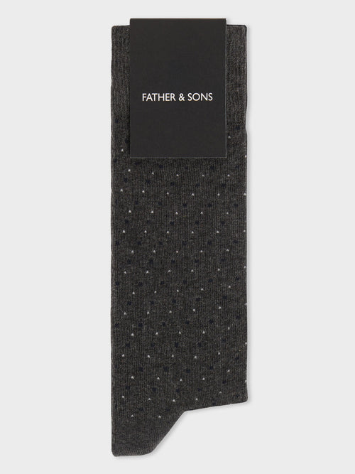 Chaussettes en coton bio mélangé anthracite à pois - Father & Sons   - 1 