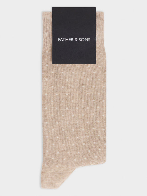 Chaussettes en coton bio mélangé beige à pois - 1 - Father & Sons   - 20 