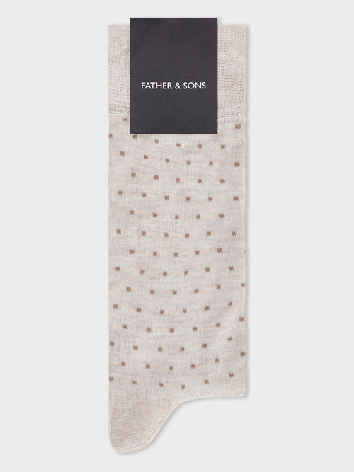 Chaussettes en viscose de bambou beige à pois - Father & Sons   - 1 