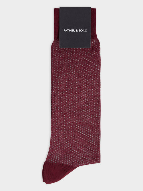 Chaussettes en viscose de bambou bordeaux à pois - 1 - Father & Sons   - 3 