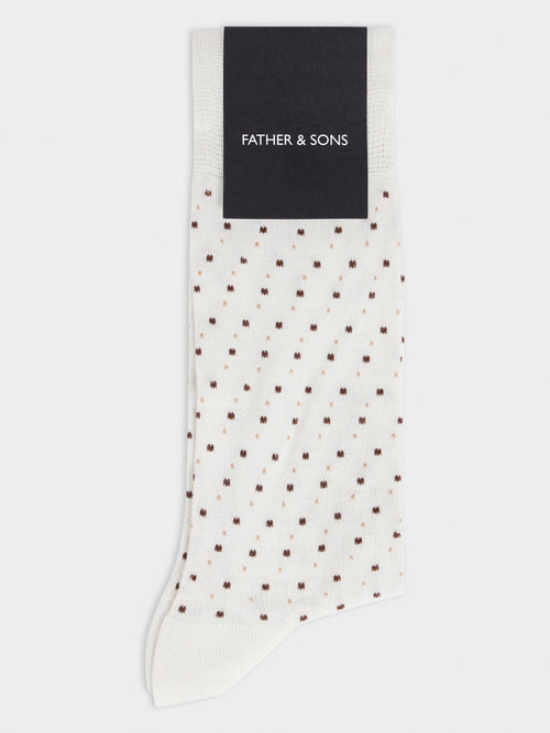 Chaussettes en viscose de bambou écru à pois - 1 - Father & Sons   - 13 