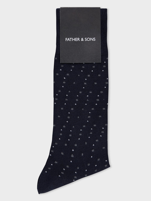 Chaussettes en viscose de bambou bleu marine à pois - Father & Sons   - 1 