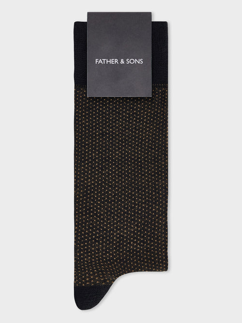 Chaussettes en viscose de bambou noir à pois - Father & Sons   - 1 