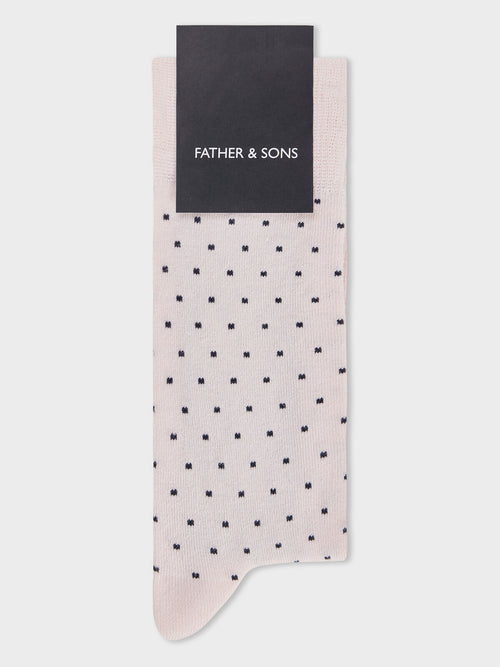 Chaussettes en coton bio mélangé rose à pois - Father & Sons   - 1 