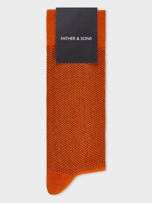 Chaussettes en coton bio mélangé rouille à pois - Father & Sons   - 1 