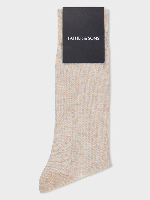 Chaussettes en coton bio mélangé marron clair à pois - Father & Sons   - 1 