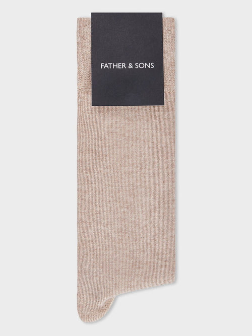 Chaussettes en coton bio mélangé beige - Father & Sons   - 1 