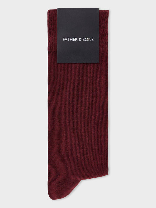 Chaussettes en coton bio mélangé bordeaux - Father & Sons   - 1 