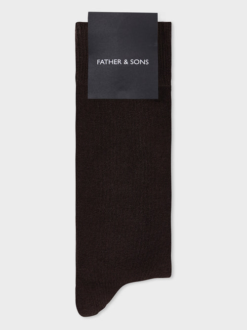 Chaussettes en coton bio mélangé marron - Father & Sons   - 1 
