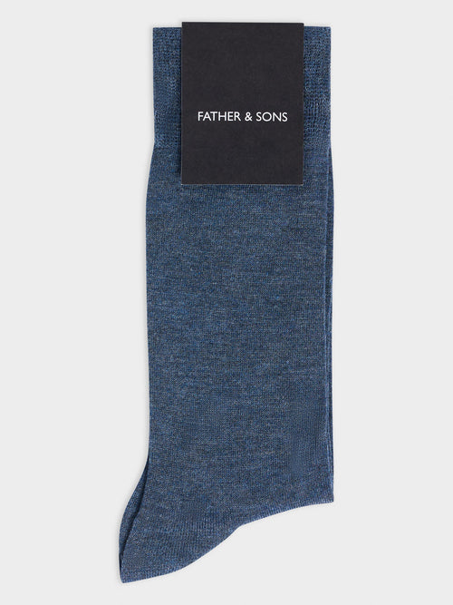 Chaussettes en viscose de bambou bleu indigo - 1 - Father & Sons   - 6 