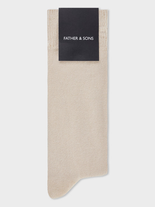 Chaussettes en coton bio mélangé écru - Father & Sons   - 1 