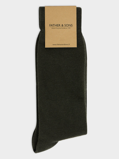 Chaussettes en coton bio mélangé kaki - 1 - Father & Sons   - 11 