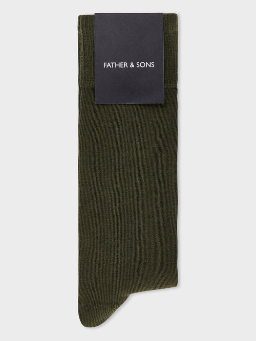Chaussettes en coton bio mélangé kaki - Father & Sons   - 1 