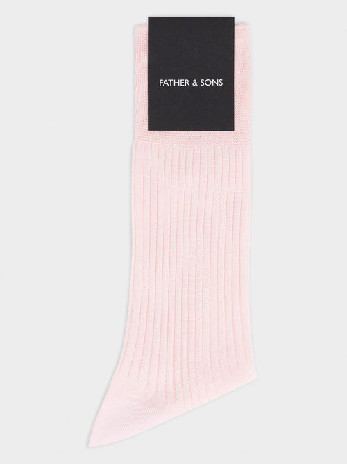 Chaussettes en coton fil d'Ecosse rose - 1 - Father & Sons   - 8 