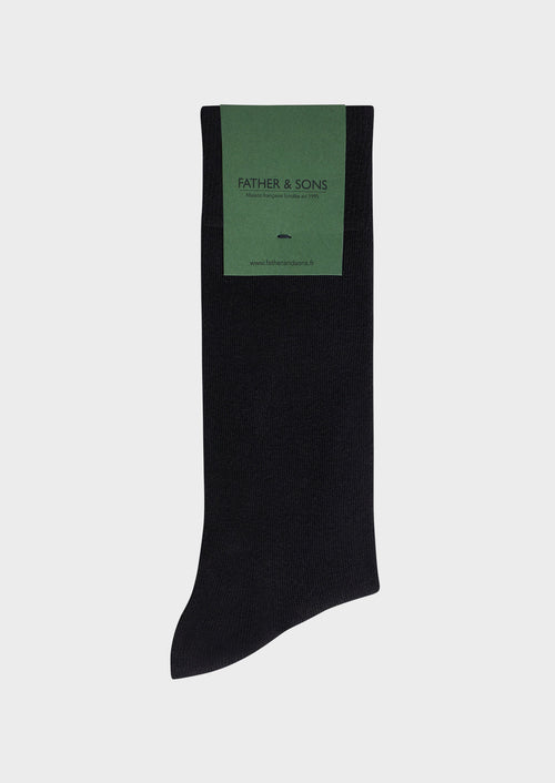 Chaussettes en coton mélangé uni noir - Father & Sons   -  