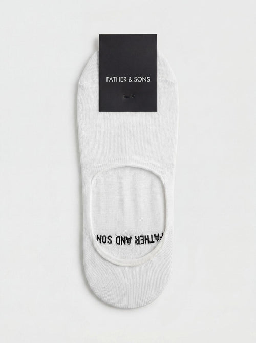 Chaussettes invisibles en coton uni blanc - 1 - Father & Sons   - 2 
