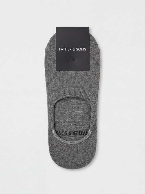 Chaussettes invisibles en coton uni gris - 1 - Father & Sons   - 15 