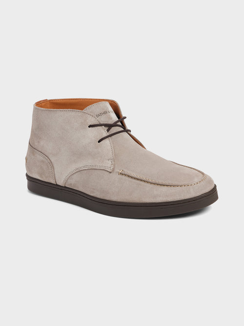 Boots en cuir nubuck beige - Father & Sons   - 1 