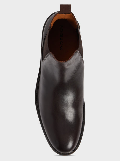 Bottines Chelsea en cuir lisse marron - Father & Sons   - 2 