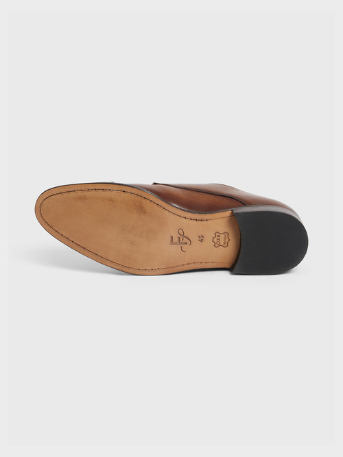 Chaussures à boucles en cuir lisse cognac - Father & Sons   - 3 