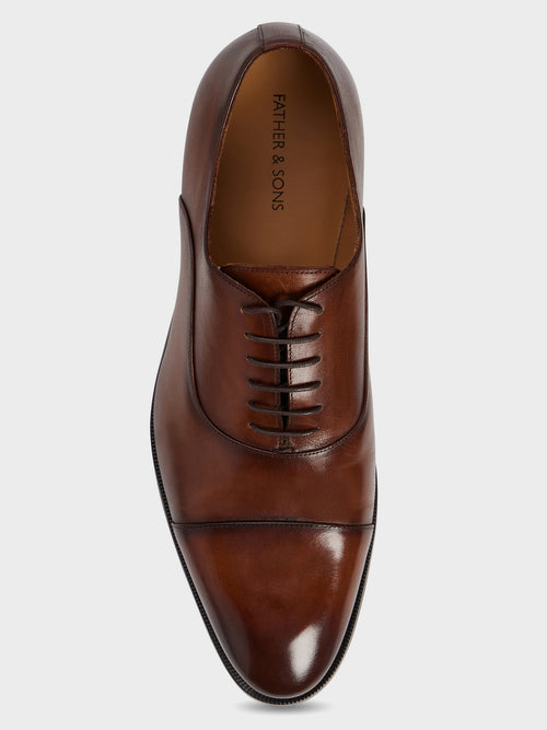 Richelieus en cuir lisse cognac - Father & Sons   - 2 
