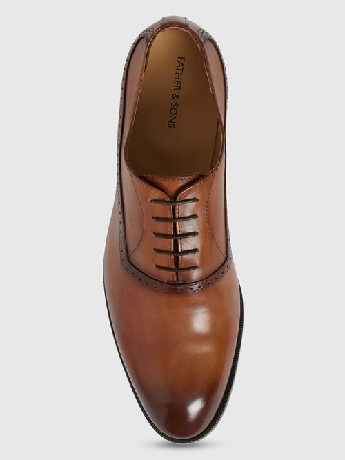 Richelieus en cuir lisse cognac - 2 - Father & Sons   - 13 