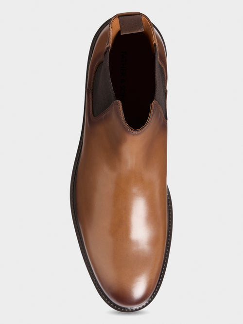 Bottines Chelsea en cuir lisse cognac - 2 - Father & Sons   - 2 