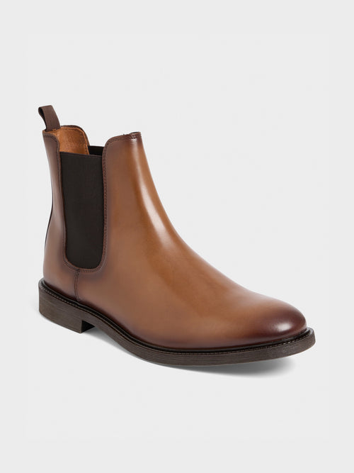 Bottines Chelsea en cuir lisse cognac - 1 - Father & Sons   - 2 
