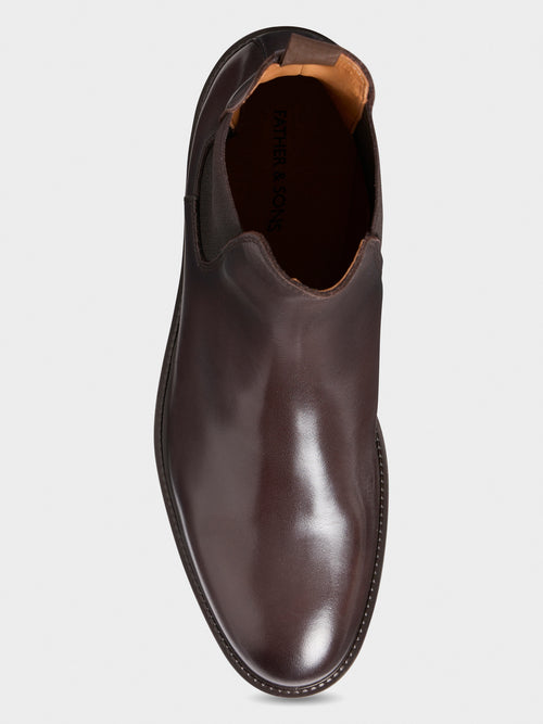 Bottines Chelsea en cuir lisse marron - 2 - Father & Sons   - 3 