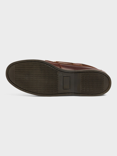Chaussures bateau en cuir cognac - Father & Sons   - 3 