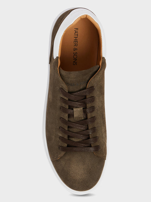 Baskets en cuir nubuck kaki - 2 - Father & Sons   - 15 