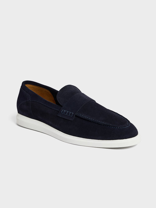 Mocassins en cuir nubuck bleu marine - 1 - Father & Sons   - 4 