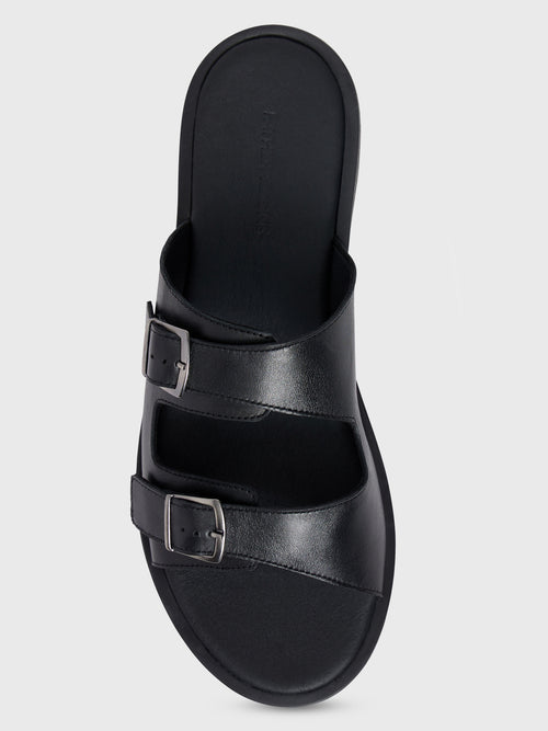 Sandales en cuir lisse noir - 2 - Father & Sons   - 16 