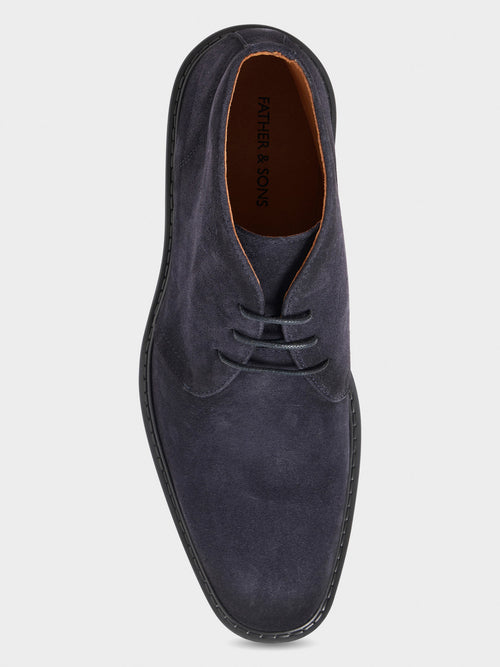 Boots en cuir nubuck bleu marine - 2 - Father & Sons   - 5 