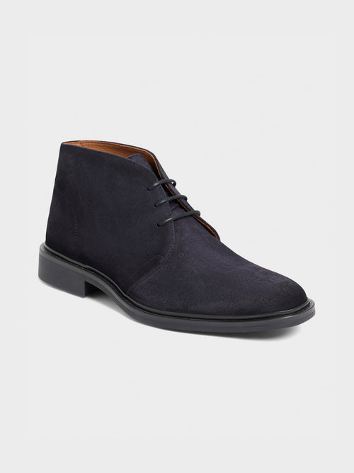 Boots en cuir nubuck bleu marine - 1 - Father & Sons   - 5 
