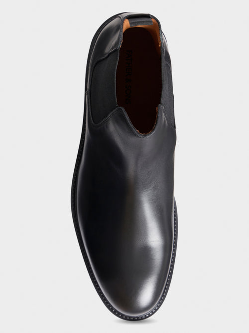 Bottines Chelsea en cuir lisse noir - 2 - Father & Sons   - 4 