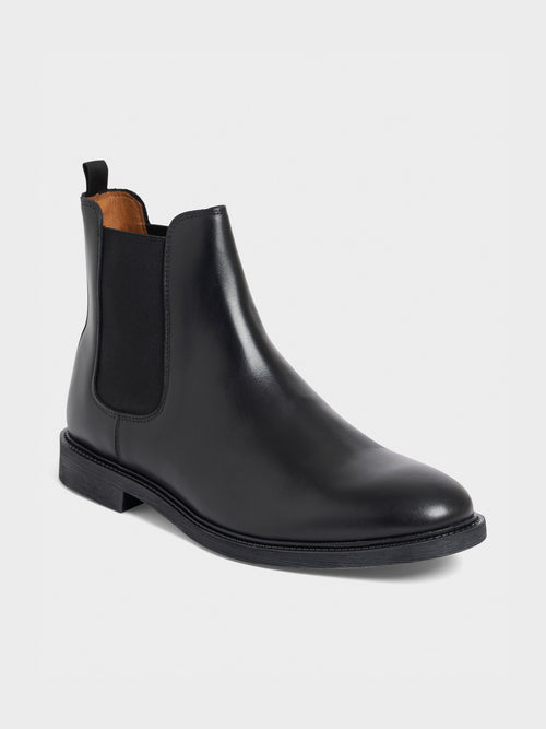 Bottines Chelsea en cuir lisse noir - 1 - Father & Sons   - 4 