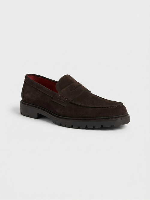 Mocassins en cuir nubuck marron - Father & Sons   - 1 